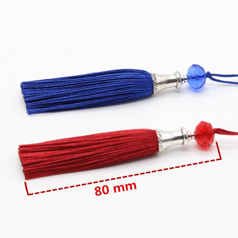 2 τμχ/Συσκευασία όμορφη κρυστάλλινη φούντα 80 χιλιοστών αξεσουάρ διακόσμησης κοσμημάτων ενδύματα diy κρεμαστό μενταγιόν βεντιλατέρ μικρή κρεμαστή φούντα αυτιού