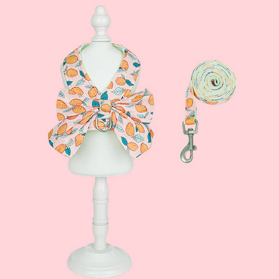 Harnaș de modă pentru câini pentru animale de companie Set de lesă Set drăguț cu fundă rochie de ham pentru cățeluș, guler moale pentru pisici, frânghie pentru plimbare în aer liber, chihuahua