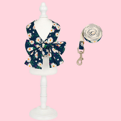 Harnaș de modă pentru câini pentru animale de companie Set de lesă Set drăguț cu fundă rochie de ham pentru cățeluș, guler moale pentru pisici, frânghie pentru plimbare în aer liber, chihuahua