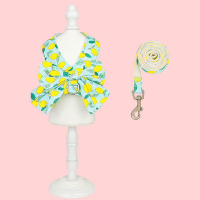 Harnaș de modă pentru câini pentru animale de companie Set de lesă Set drăguț cu fundă rochie de ham pentru cățeluș, guler moale pentru pisici, frânghie pentru plimbare în aer liber, chihuahua