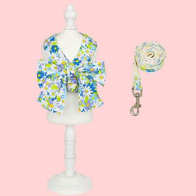 Harnaș de modă pentru câini pentru animale de companie Set de lesă Set drăguț cu fundă rochie de ham pentru cățeluș, guler moale pentru pisici, frânghie pentru plimbare în aer liber, chihuahua