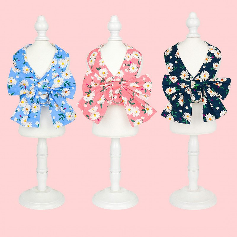 Harnaș de modă pentru câini pentru animale de companie Set de lesă Set drăguț cu fundă rochie de ham pentru cățeluș, guler moale pentru pisici, frânghie pentru plimbare în aer liber, chihuahua