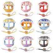 Divat kisállat kutya hám póráz készlet aranyos nyomat kölyök mellény Állítható macska hám puha lélegző cica nyakörv Chihuahua kellékek