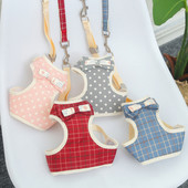 Mājdzīvnieku suņu rūtainu zirglietu veste modes mīksta kaķa krūškurvja siksna jauks priekšgala kucēna zirglietas suns āra pastaigu virve Čivava mājdzīvnieku piederumi