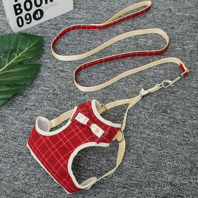 Mājdzīvnieku suņu rūtainu zirglietu veste modes mīksta kaķa krūškurvja siksna jauks priekšgala kucēna zirglietas suns āra pastaigu virve Čivava mājdzīvnieku piederumi