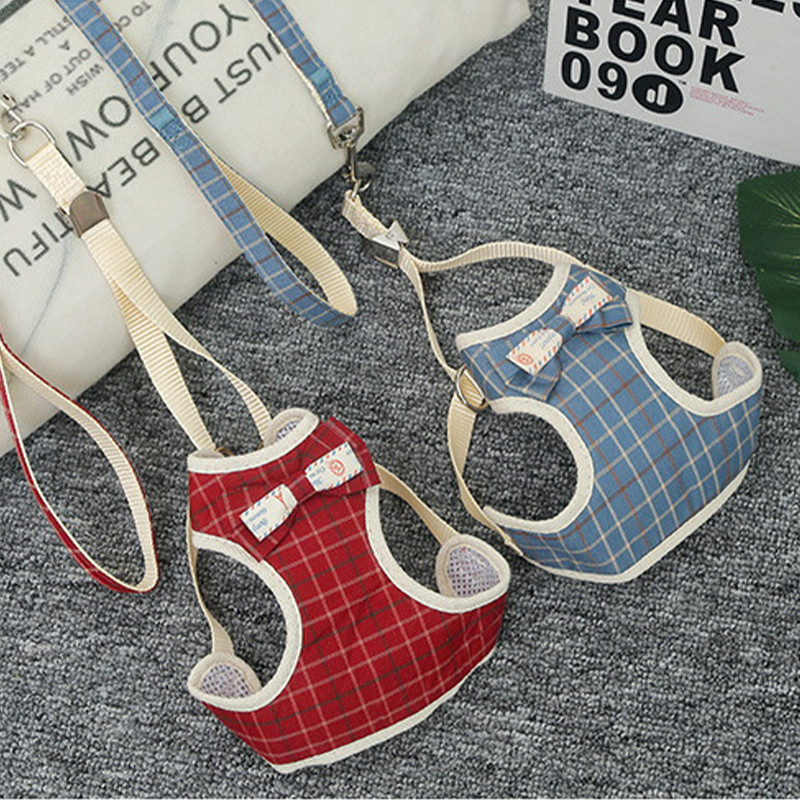 Mājdzīvnieku suņu rūtainu zirglietu veste modes mīksta kaķa krūškurvja siksna jauks priekšgala kucēna zirglietas suns āra pastaigu virve Čivava mājdzīvnieku piederumi