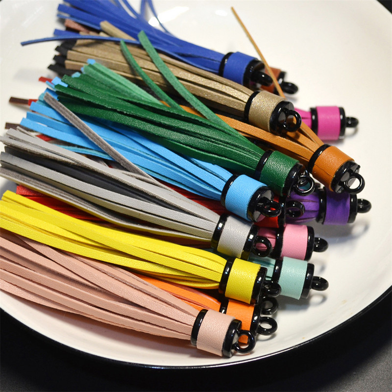 WFFNNKC 6 buc. pandantive cu ciucuri din piele artificială multicoloră, bijuterii pentru articole de îmbrăcăminte, artizanat, cu franjuri, geantă pentru telefon, lanț cheie, accesorii de decor