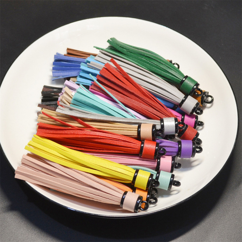 WFFNNKC 6 buc. pandantive cu ciucuri din piele artificială multicoloră, bijuterii pentru articole de îmbrăcăminte, artizanat, cu franjuri, geantă pentru telefon, lanț cheie, accesorii de decor