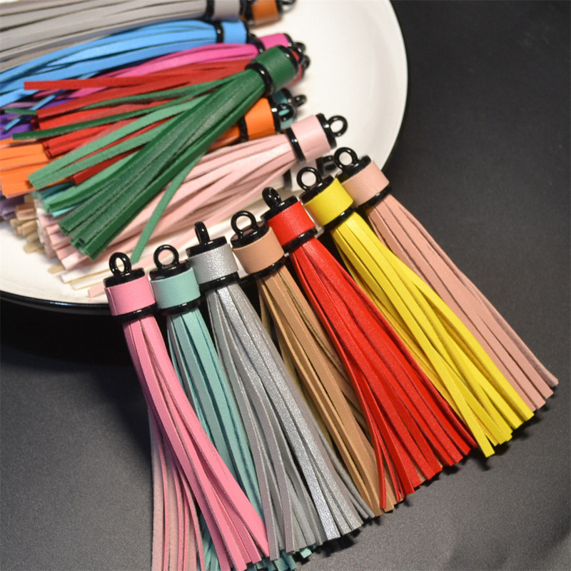 WFFNNKC 6 buc. pandantive cu ciucuri din piele artificială multicoloră, bijuterii pentru articole de îmbrăcăminte, artizanat, cu franjuri, geantă pentru telefon, lanț cheie, accesorii de decor