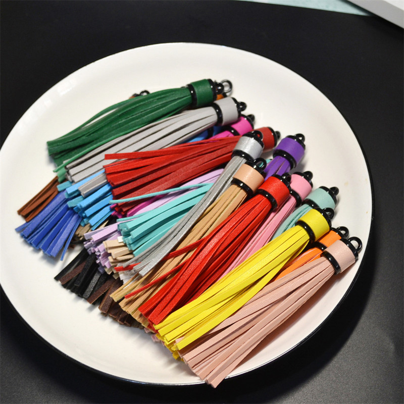 WFFNNKC 6 buc. pandantive cu ciucuri din piele artificială multicoloră, bijuterii pentru articole de îmbrăcăminte, artizanat, cu franjuri, geantă pentru telefon, lanț cheie, accesorii de decor