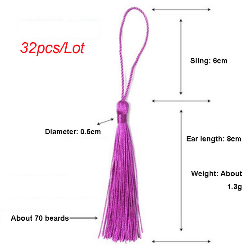 32 buc. Semn de carte cu ciucuri de mătase Perie cu franjuri pentru bricolaj, breloc, cârlige pentru cercei, pandantiv, bijuterii, accesorii, accesorii