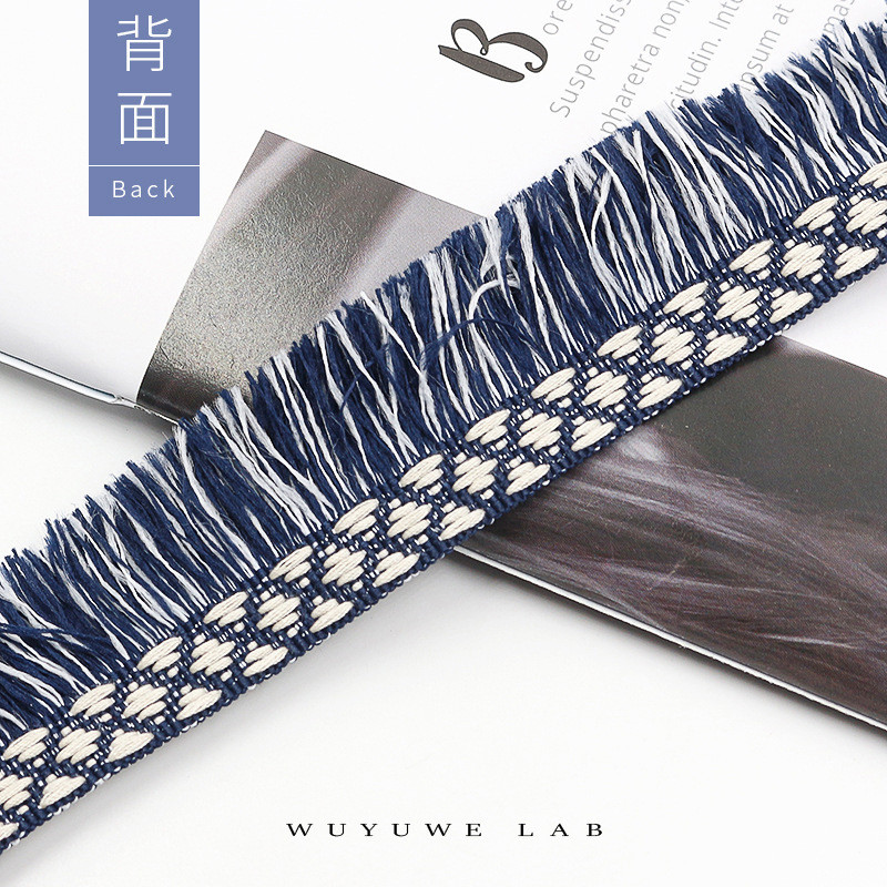 2m Divkrāsains Tumši zils Balts Dimanta Siksna Pušķis Bārkstis Mežģīnes Apdare Mežģīnes Apģērbs Aizkari DIY Mājas Aksesuāri Pušķi Mežģīnes 3cm