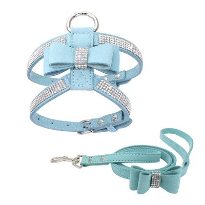 Нагръдник за домашни любимци и каишка Регулируема каишка за гърди Rhinestone Bling Crystal Куче Котка Нагръдник Коте Кученце Разходка на открито Стоки за домашни любимци