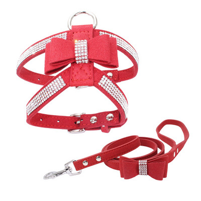 Нагръдник за домашни любимци и каишка Регулируема каишка за гърди Rhinestone Bling Crystal Куче Котка Нагръдник Коте Кученце Разходка на открито Стоки за домашни любимци