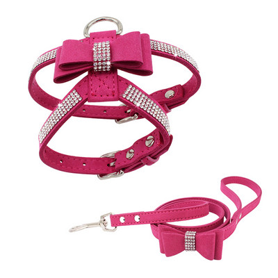 Нагръдник за домашни любимци и каишка Регулируема каишка за гърди Rhinestone Bling Crystal Куче Котка Нагръдник Коте Кученце Разходка на открито Стоки за домашни любимци