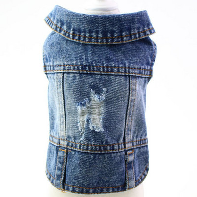 Animal de companie Câine Blugi Jachetă Denim Paltoane Orificii Design Pisică Cățeluș Vest Îmbrăcăminte de primăvară/vară 3 culori