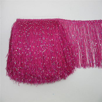 YY-tesco 1 Yard 20cm Long Polyester Sequins Tassel Fringe Lace Trim Κορδέλα Ράψτε Latin φόρεμα Stage κουρτίνας ενδυμάτων