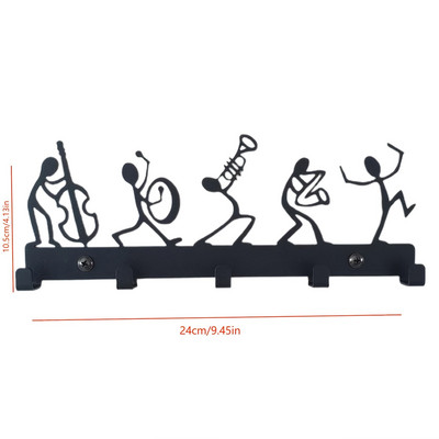 Vintage mustast metallist võtmehoidja Armas toakaunistusega seinariip Rippuvate mantlite jaoks Mütsid Käterätid Võtmed Seinakonks Mantlihoidjahoidjad Konksud