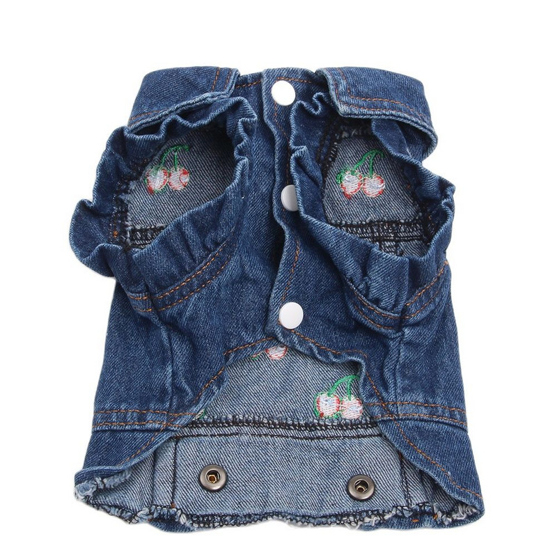 Kutyák és macskák Jean kabát mellény Cherries Design kisállat kiskutya farmerkabát tavaszi/őszi ruházat ruházat