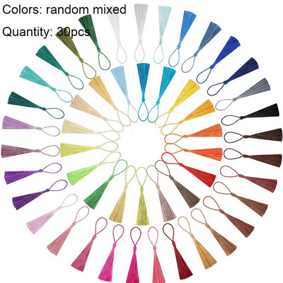 30τμχ 13cm Φούντες Σελιδοδείκτης Μεταξένιες Χειροποίητες Μαλακές Φούντες Χειροτεχνίας Μίνι Φούντες με θηλιές για Έργα DIY Κατασκευής κοσμημάτων