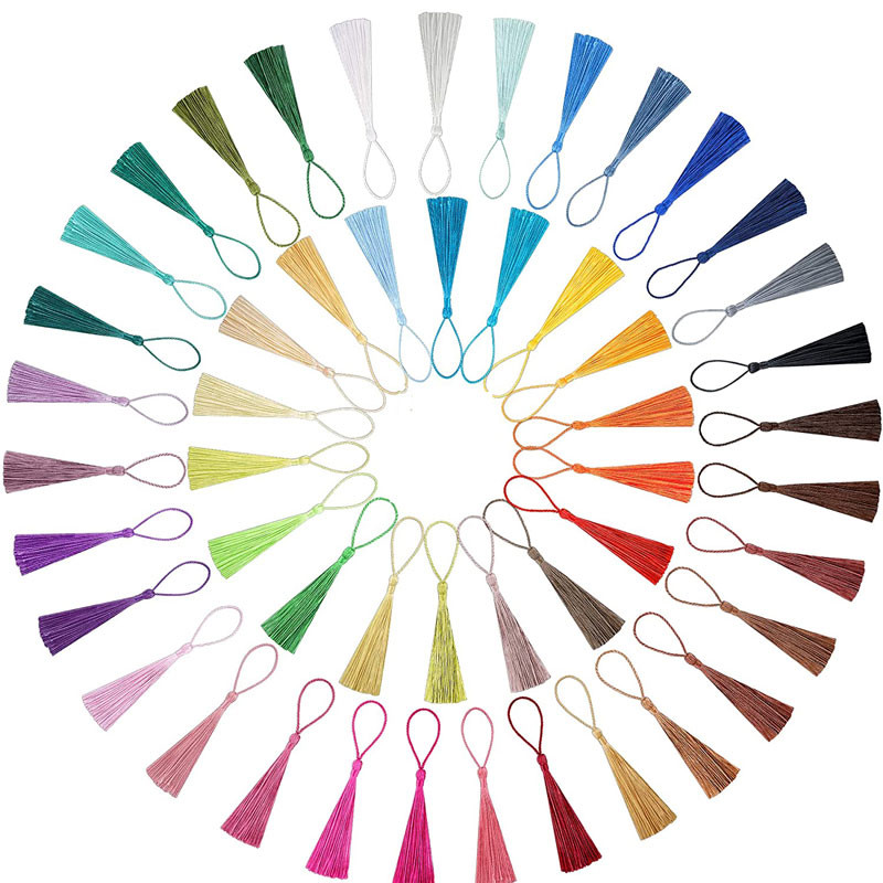 30τμχ 13cm Φούντες Σελιδοδείκτης Μεταξένιες Χειροποίητες Μαλακές Φούντες Χειροτεχνίας Μίνι Φούντες με θηλιές για Έργα DIY Κατασκευής κοσμημάτων