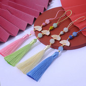 2 τμχ Λευκές φούντες βεντάλια Σελιδοδείκτης φούντες Μεταξένιες χειροποίητες μαλακές φούντες χειροτεχνίας με θηλιές για κατασκευές κοσμημάτων χειροτεχνίας