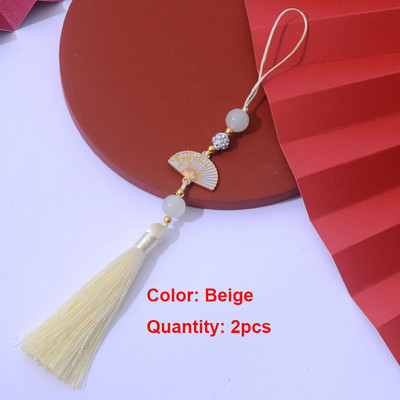 2 τμχ Λευκές φούντες βεντάλια Σελιδοδείκτης φούντες Μεταξένιες χειροποίητες μαλακές φούντες χειροτεχνίας με θηλιές για κατασκευές κοσμημάτων χειροτεχνίας