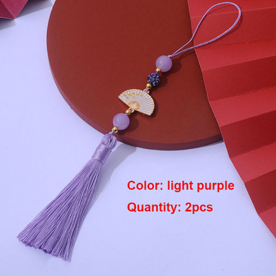 2 τμχ Λευκές φούντες βεντάλια Σελιδοδείκτης φούντες Μεταξένιες χειροποίητες μαλακές φούντες χειροτεχνίας με θηλιές για κατασκευές κοσμημάτων χειροτεχνίας