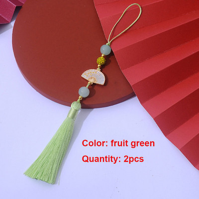 2 τμχ Λευκές φούντες βεντάλια Σελιδοδείκτης φούντες Μεταξένιες χειροποίητες μαλακές φούντες χειροτεχνίας με θηλιές για κατασκευές κοσμημάτων χειροτεχνίας