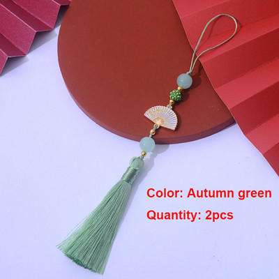 2 τμχ Λευκές φούντες βεντάλια Σελιδοδείκτης φούντες Μεταξένιες χειροποίητες μαλακές φούντες χειροτεχνίας με θηλιές για κατασκευές κοσμημάτων χειροτεχνίας