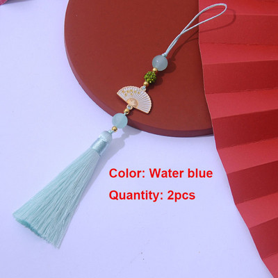 2 τμχ Λευκές φούντες βεντάλια Σελιδοδείκτης φούντες Μεταξένιες χειροποίητες μαλακές φούντες χειροτεχνίας με θηλιές για κατασκευές κοσμημάτων χειροτεχνίας