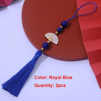 2 τμχ Λευκές φούντες βεντάλια Σελιδοδείκτης φούντες Μεταξένιες χειροποίητες μαλακές φούντες χειροτεχνίας με θηλιές για κατασκευές κοσμημάτων χειροτεχνίας