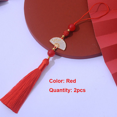 2 τμχ Λευκές φούντες βεντάλια Σελιδοδείκτης φούντες Μεταξένιες χειροποίητες μαλακές φούντες χειροτεχνίας με θηλιές για κατασκευές κοσμημάτων χειροτεχνίας