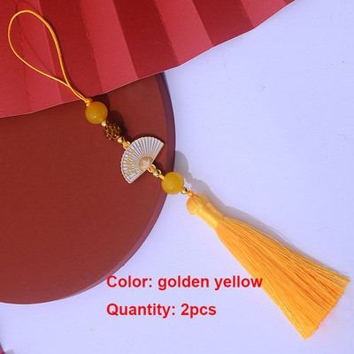 2 τμχ Λευκές φούντες βεντάλια Σελιδοδείκτης φούντες Μεταξένιες χειροποίητες μαλακές φούντες χειροτεχνίας με θηλιές για κατασκευές κοσμημάτων χειροτεχνίας