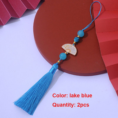 2 τμχ Λευκές φούντες βεντάλια Σελιδοδείκτης φούντες Μεταξένιες χειροποίητες μαλακές φούντες χειροτεχνίας με θηλιές για κατασκευές κοσμημάτων χειροτεχνίας