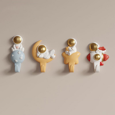 4 buc. Decor modern pentru interior, figurine de astronaut din rășină, cârlige de perete, cârlig pentru frigider, suport pentru chei, umeraș de perete, decorare camerei