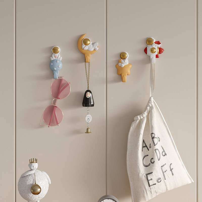4 buc. Decor modern pentru interior, figurine de astronaut din rășină, cârlige de perete, cârlig pentru frigider, suport pentru chei, umeraș de perete, decorare camerei