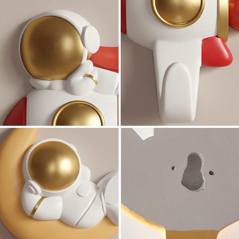 4 buc. Decor modern pentru interior, figurine de astronaut din rășină, cârlige de perete, cârlig pentru frigider, suport pentru chei, umeraș de perete, decorare camerei