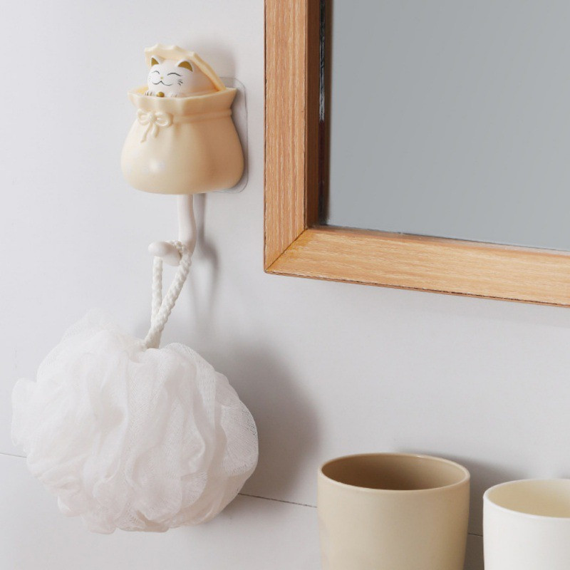 Háztartási rajzfilm macska dekoratív horgok Kulcstartó Falra szerelhető ragasztós kabátakasztó kalaptartó Különféle szervező kiegészítők