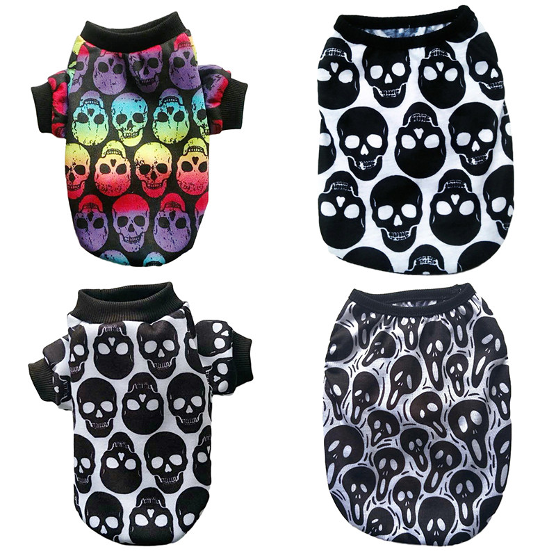 Oblečenie pre domáce zvieratá, vesta pre psov, bavlnený kabát pre psov, leto a jeseň, kreslená lebka, vesta pre psov, šteniatko, malé a stredné psy, oblečenie pre domáce zvieratá, veľkosť 2XS-5XL