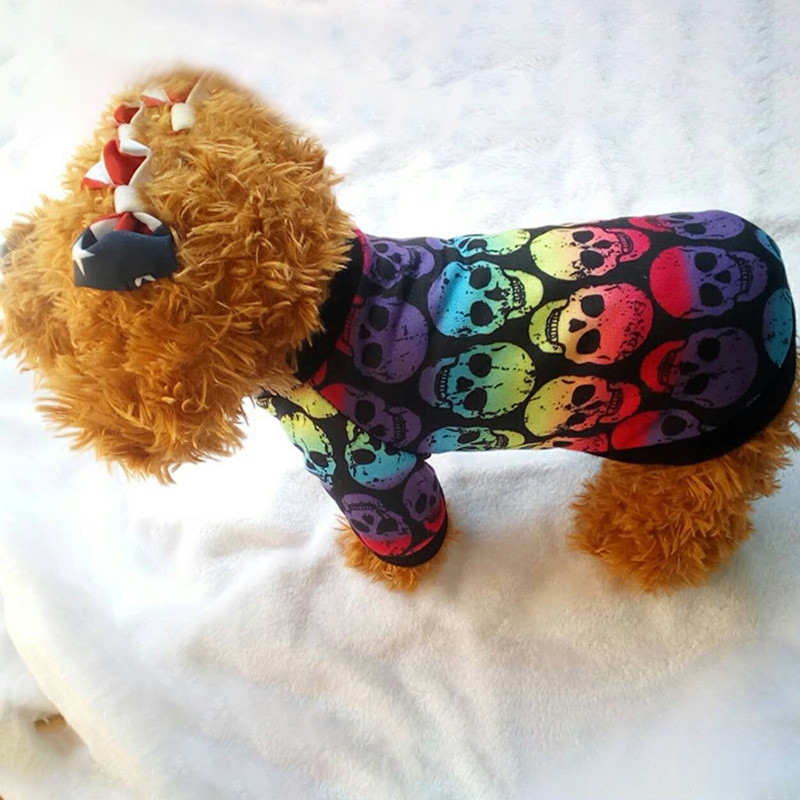 Oblečenie pre domáce zvieratá, vesta pre psov, bavlnený kabát pre psov, leto a jeseň, kreslená lebka, vesta pre psov, šteniatko, malé a stredné psy, oblečenie pre domáce zvieratá, veľkosť 2XS-5XL