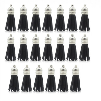 10/20db/tétel Ezüstsapkás bőr bojt kulcstartó Bojt barkács ékszerkészítéshez kulcstartó üregek és kézműves kellékek