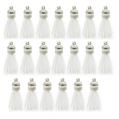 10/20db/tétel Ezüstsapkás bőr bojt kulcstartó Bojt barkács ékszerkészítéshez kulcstartó üregek és kézműves kellékek