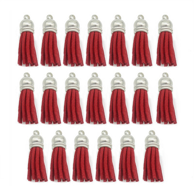 10/20db/tétel Ezüstsapkás bőr bojt kulcstartó Bojt barkács ékszerkészítéshez kulcstartó üregek és kézműves kellékek