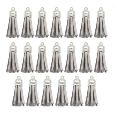 10/20db/tétel Ezüstsapkás bőr bojt kulcstartó Bojt barkács ékszerkészítéshez kulcstartó üregek és kézműves kellékek