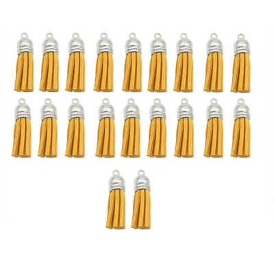 10/20db/tétel Ezüstsapkás bőr bojt kulcstartó Bojt barkács ékszerkészítéshez kulcstartó üregek és kézműves kellékek