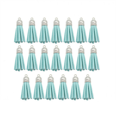 10/20db/tétel Ezüstsapkás bőr bojt kulcstartó Bojt barkács ékszerkészítéshez kulcstartó üregek és kézműves kellékek