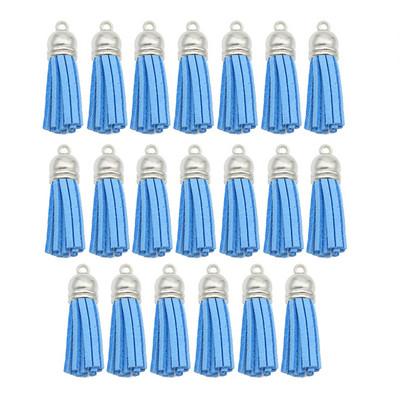 10/20db/tétel Ezüstsapkás bőr bojt kulcstartó Bojt barkács ékszerkészítéshez kulcstartó üregek és kézműves kellékek