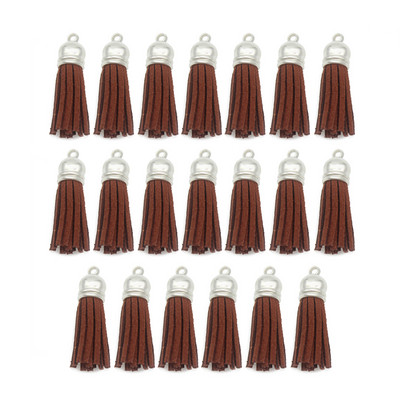 10/20db/tétel Ezüstsapkás bőr bojt kulcstartó Bojt barkács ékszerkészítéshez kulcstartó üregek és kézműves kellékek