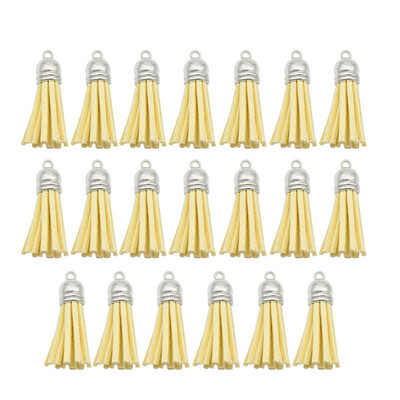 10/20db/tétel Ezüstsapkás bőr bojt kulcstartó Bojt barkács ékszerkészítéshez kulcstartó üregek és kézműves kellékek